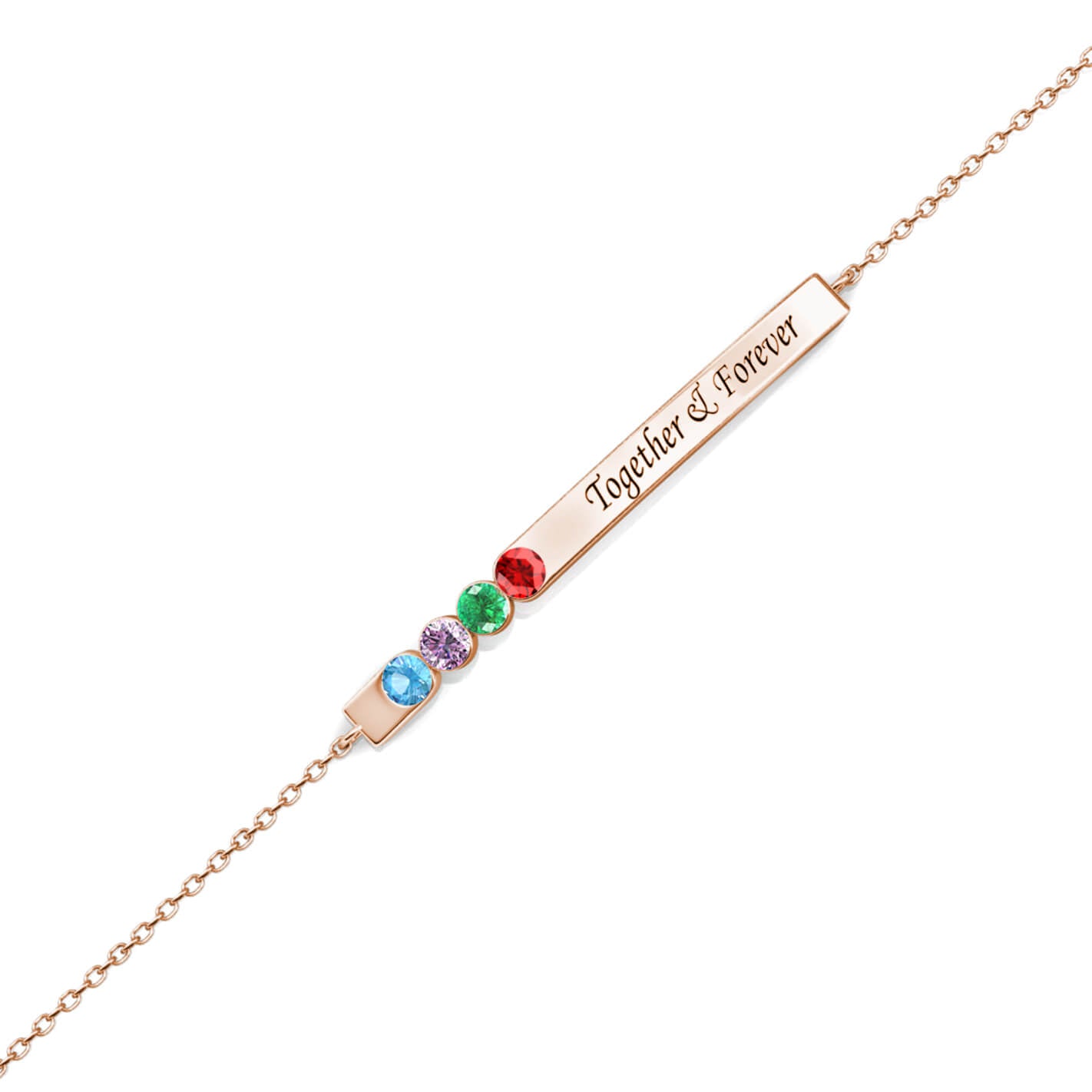 4 Birthstones Bar Bracelet