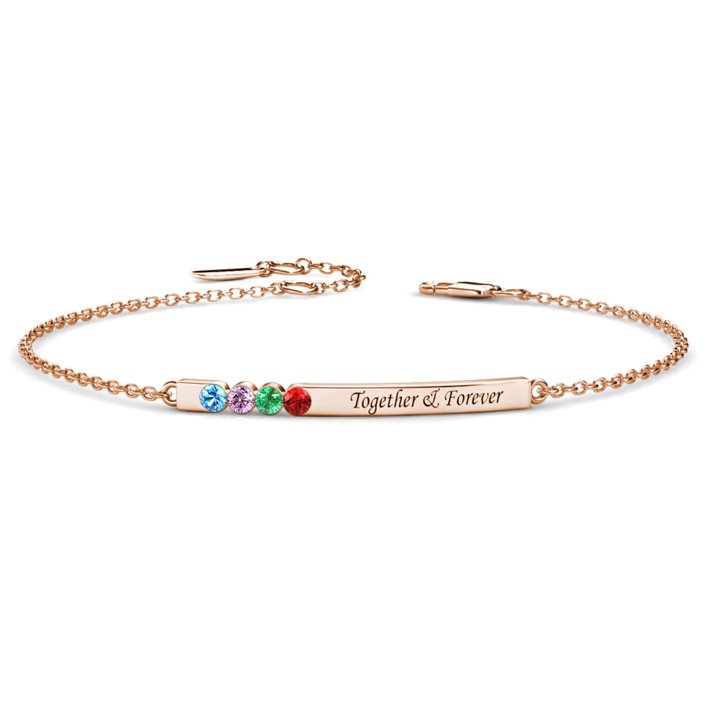 4 Birthstones Bar Bracelet