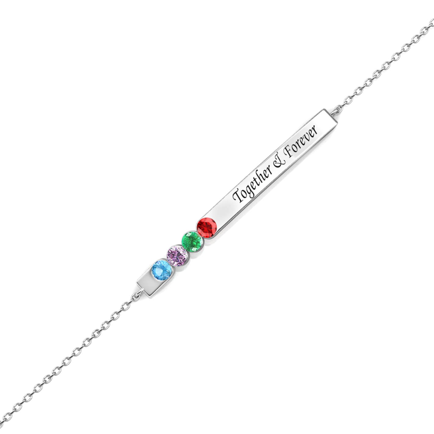 4 Birthstones Bar Bracelet