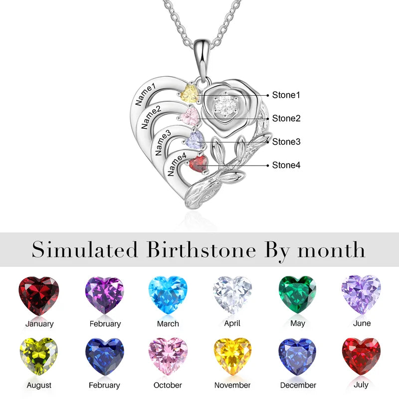 Family Necklace for Mum with Birthstones
