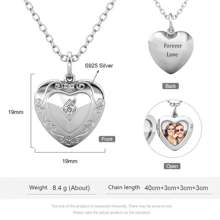 Heart Photo Locket Necklace with Birthstone