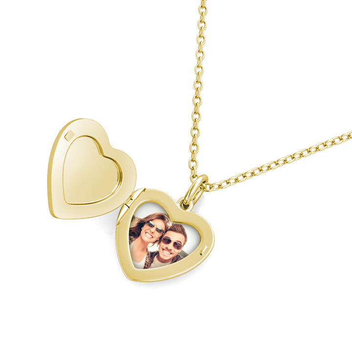 Heart Photo Locket Necklace with Birthstone