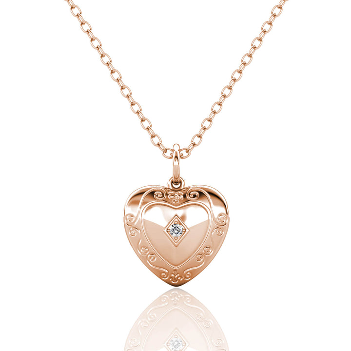 Heart Photo Locket Necklace with Birthstone