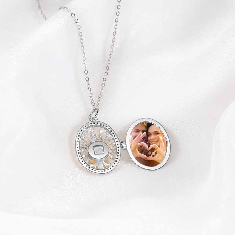 Personalised I Love You in 100 Languages Photo Projection Necklace