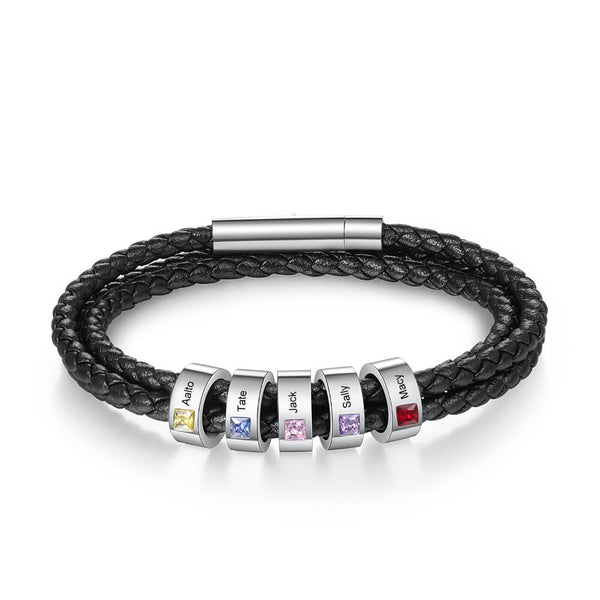 Men's Engraved 5 Beads Bracelet