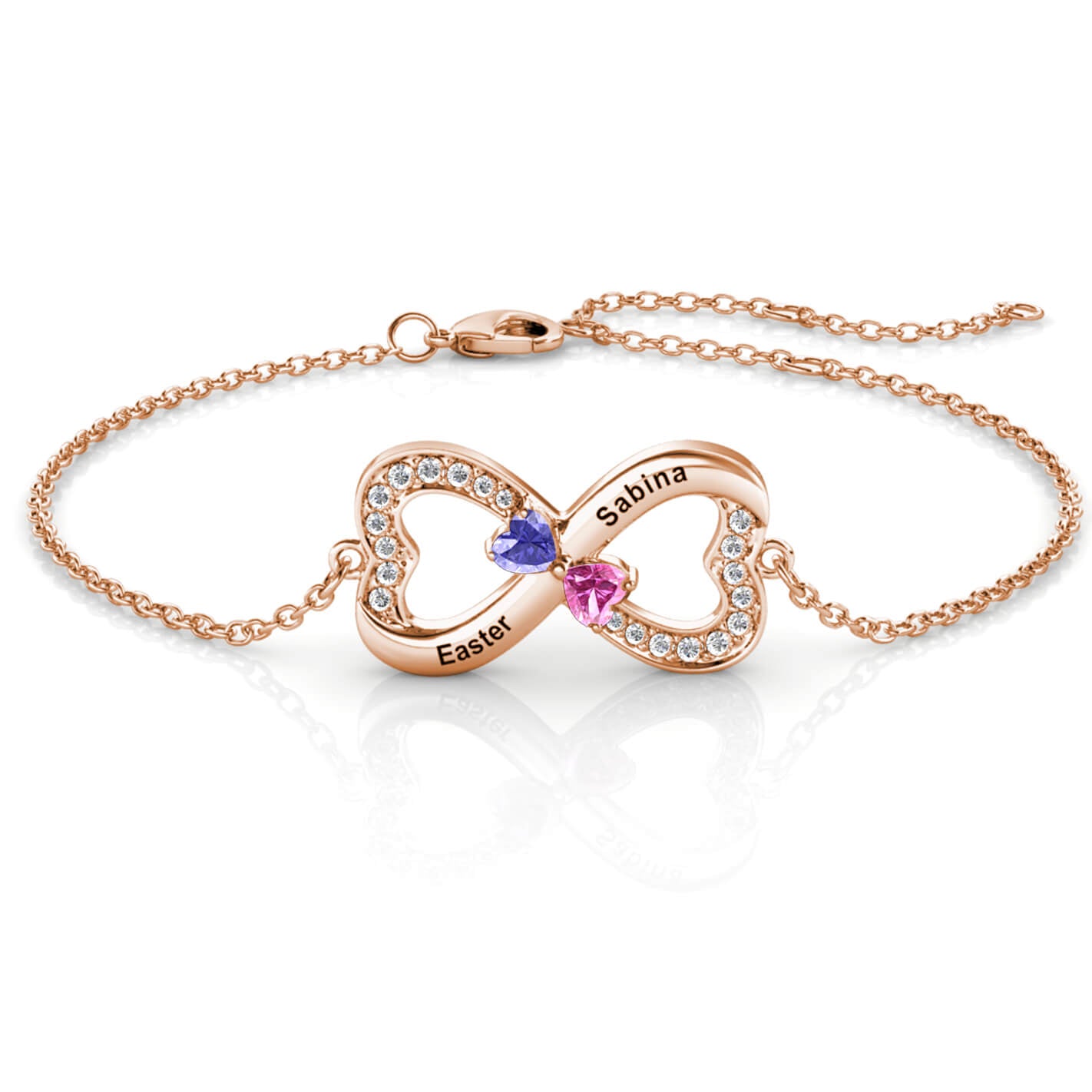 2 Birthstones Infinity Bracelet