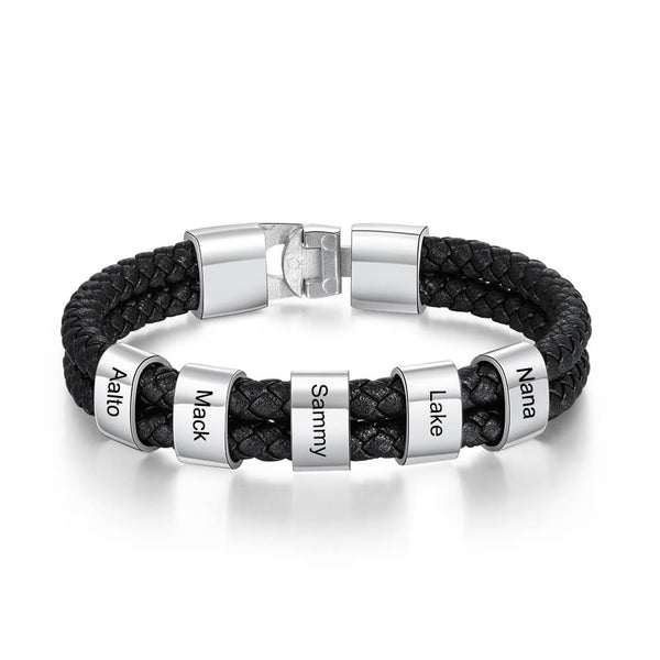 Men's Engraved 5 Beads Bracelet