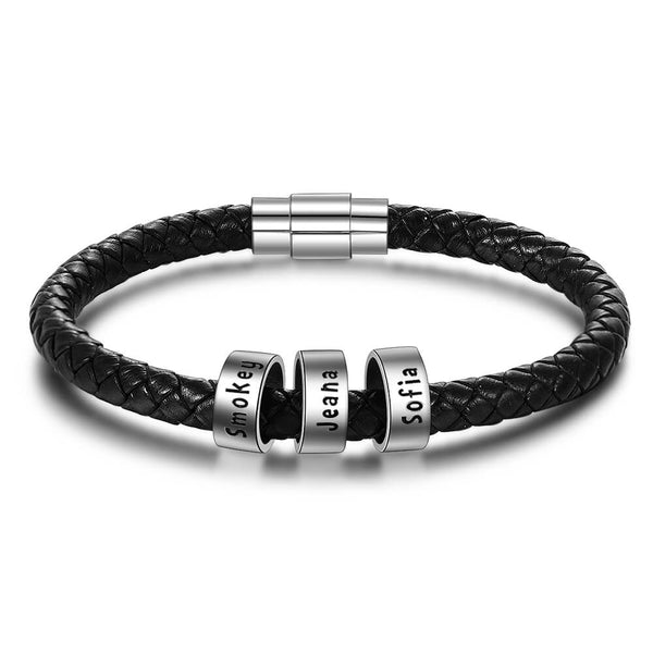 Men's Engraved 3 Beads Bracelet