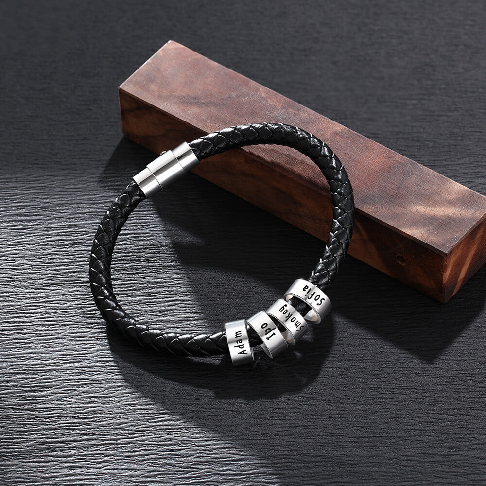 Men's Engraved 4 Beads Bracelet