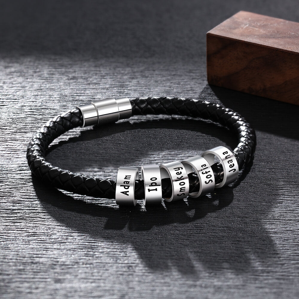 Men's Engraved 5 Beads Bracelet