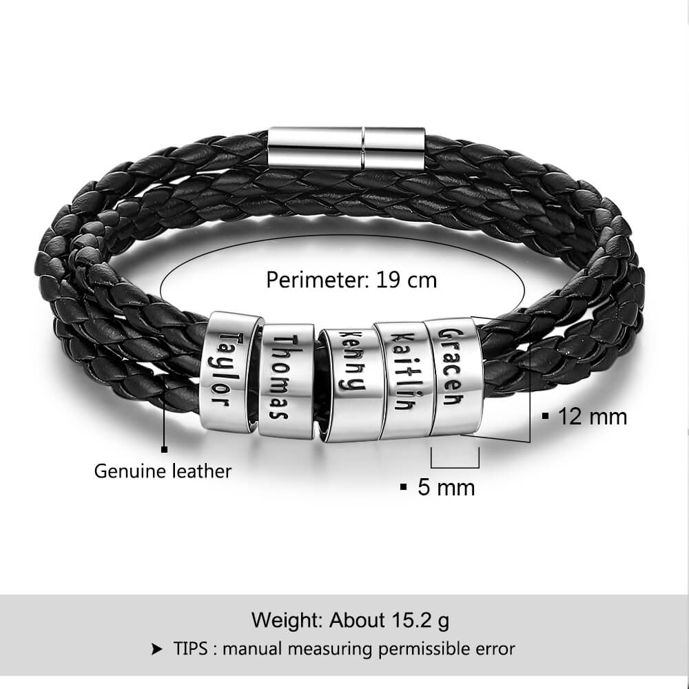 Men's Engraved 5 Beads Bracelet