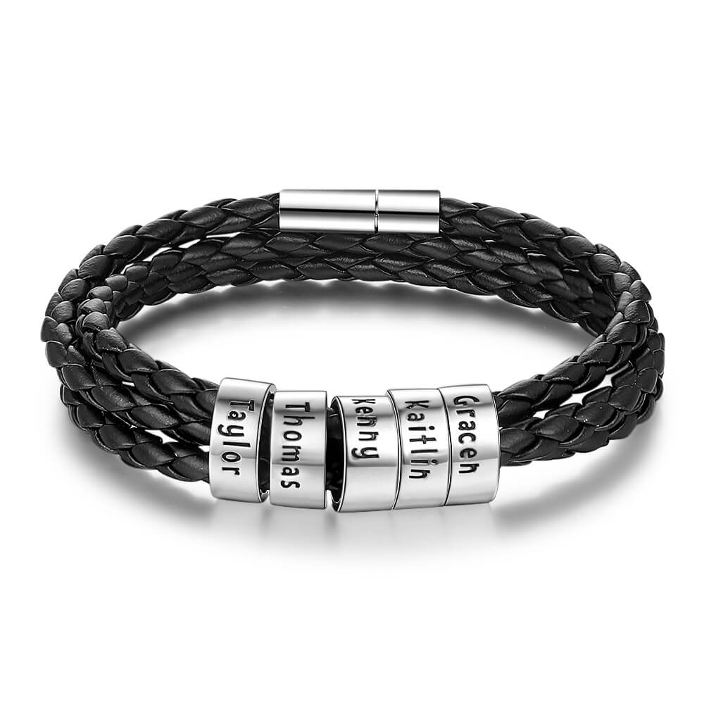 Men's Engraved 5 Beads Bracelet