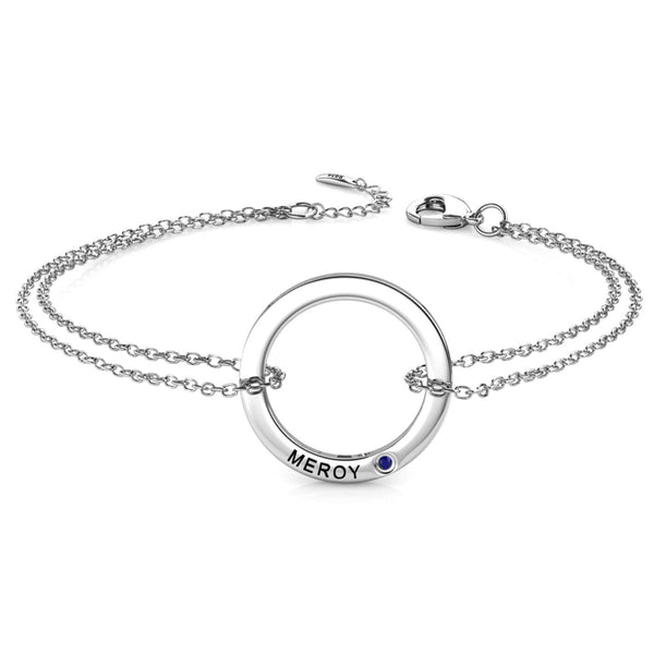 Engraved Ring Bracelet with Birthstones