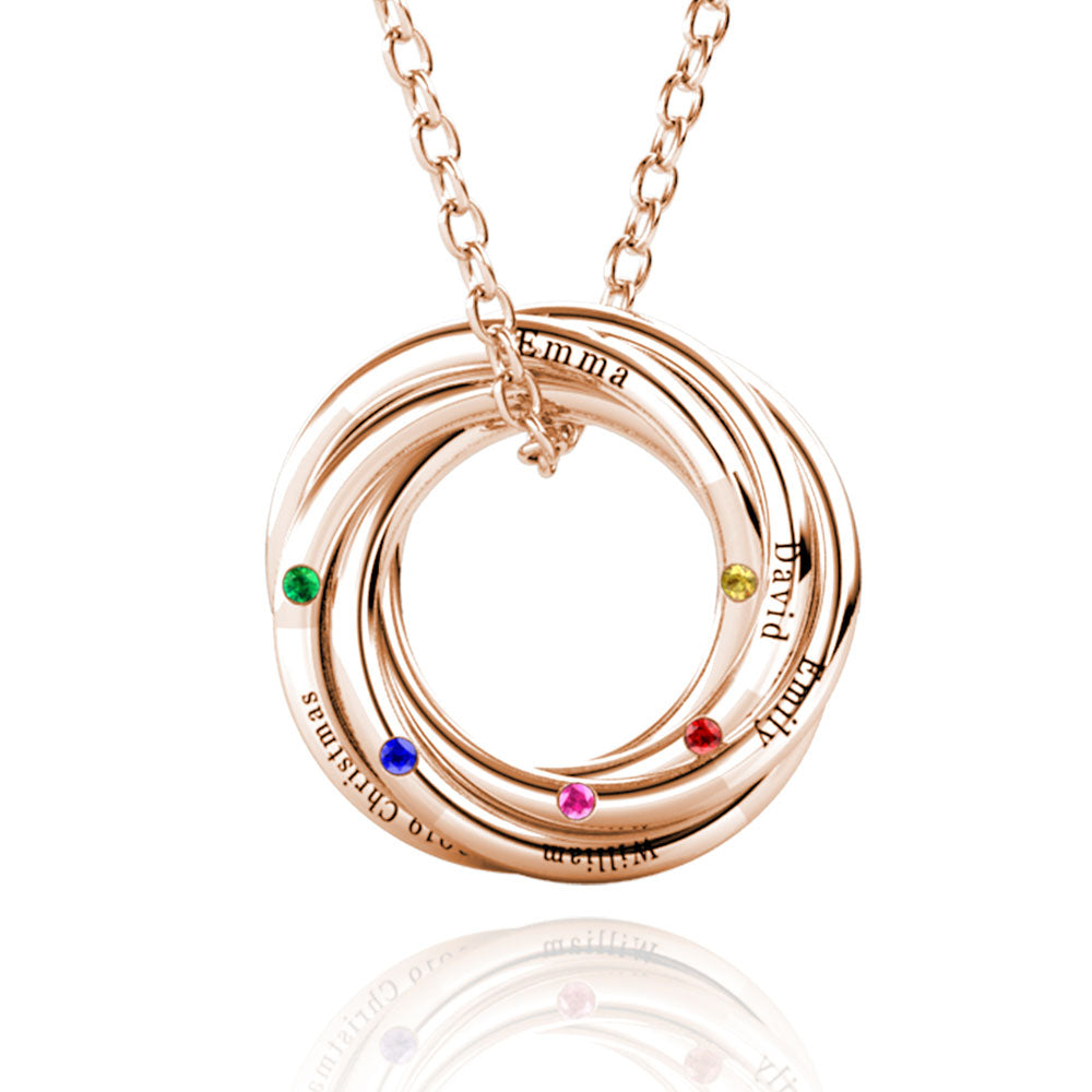 Double Gold Russian Ring Personalised Necklace | Engravers Guild