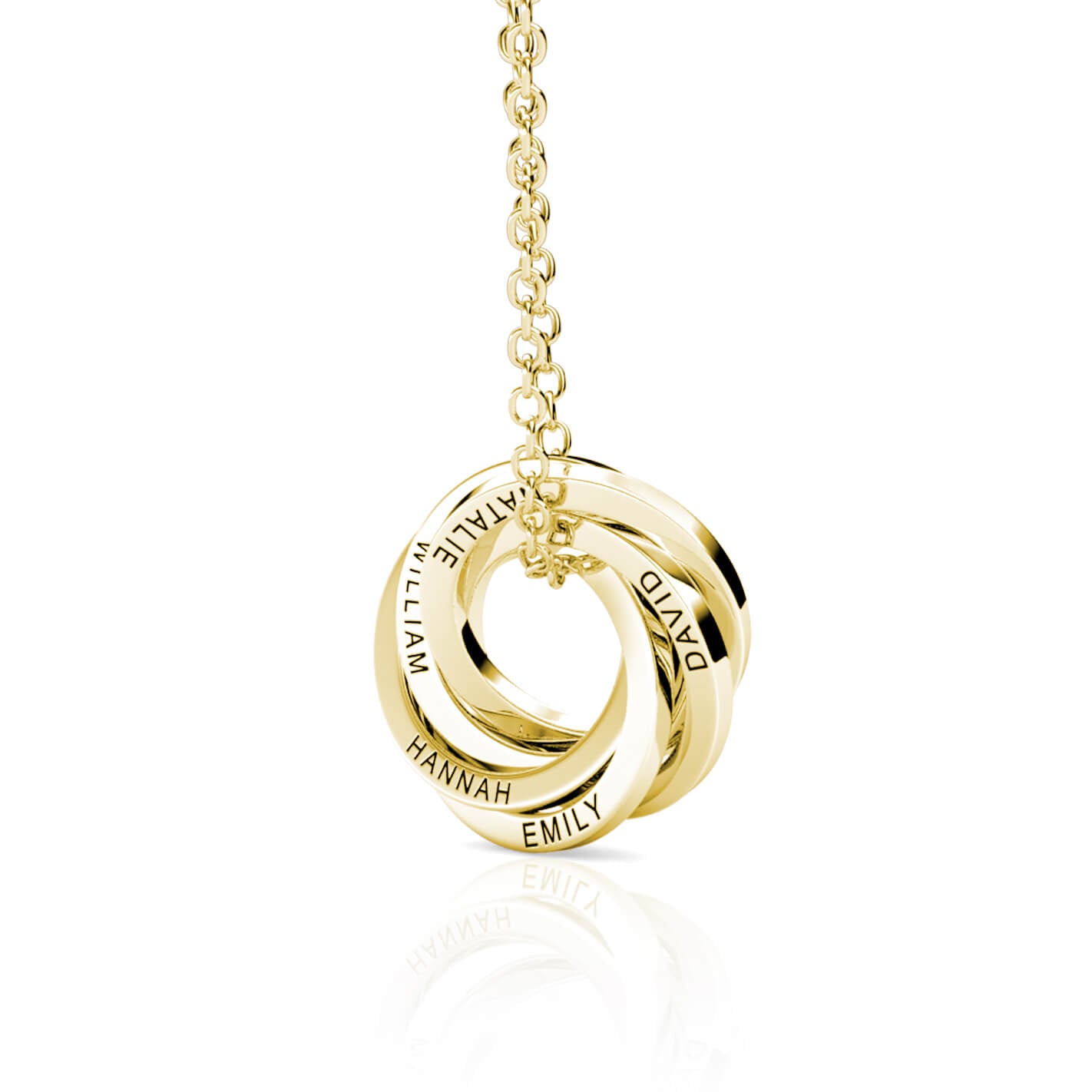 Personalised Russian 5 Rings Engraved Necklace for Grandma & Mum