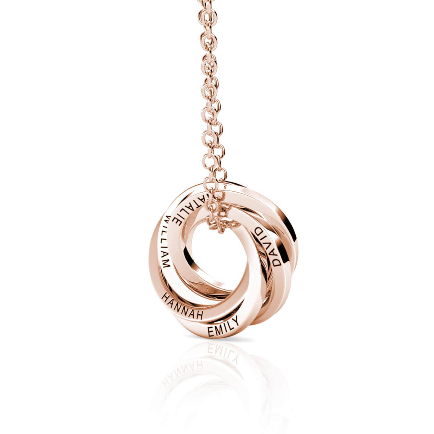 Personalised Russian 5 Rings Engraved Necklace for Grandma & Mum