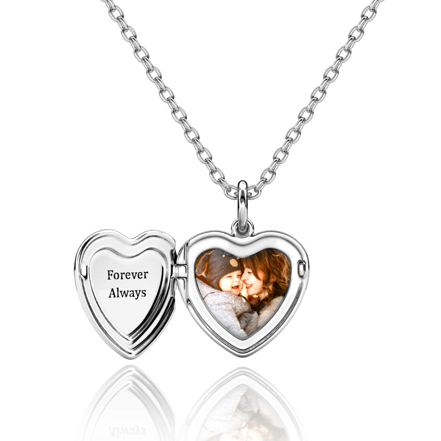 Personalised Heart Photo Locket Necklace with Engraving - Heart Locket with Picture Inside