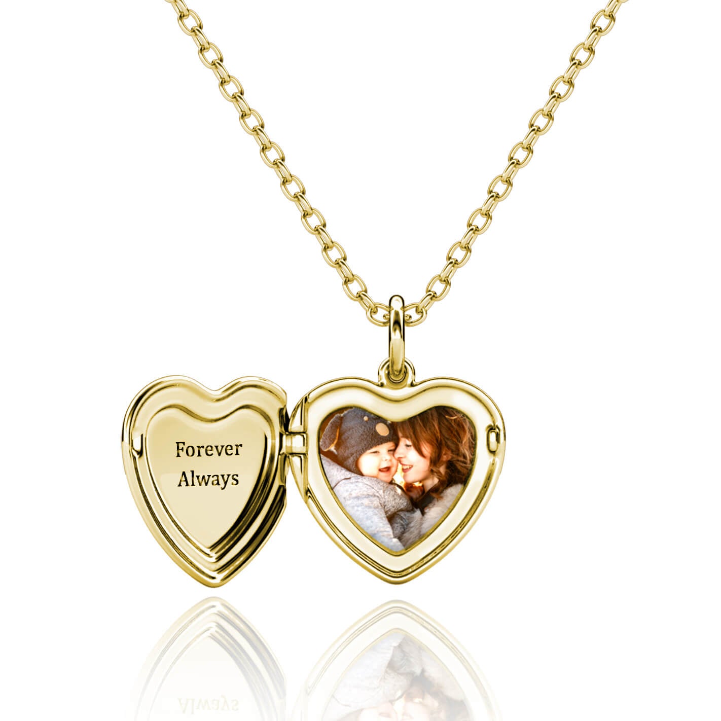 Personalised Heart Photo Locket Necklace with Engraving - Heart Locket with Picture Inside