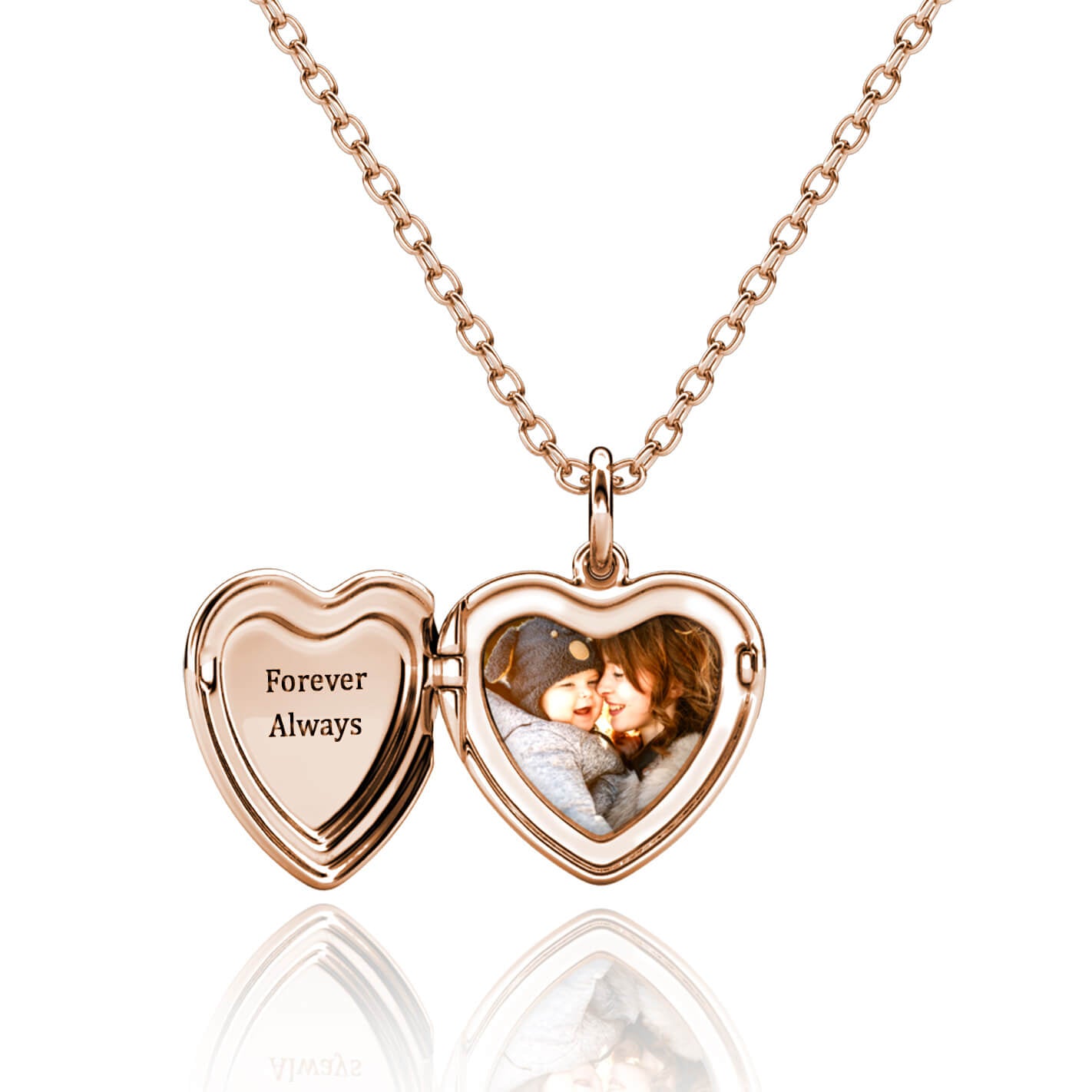 Personalised Heart Photo Locket Necklace with Engraving - Heart Locket with Picture Inside