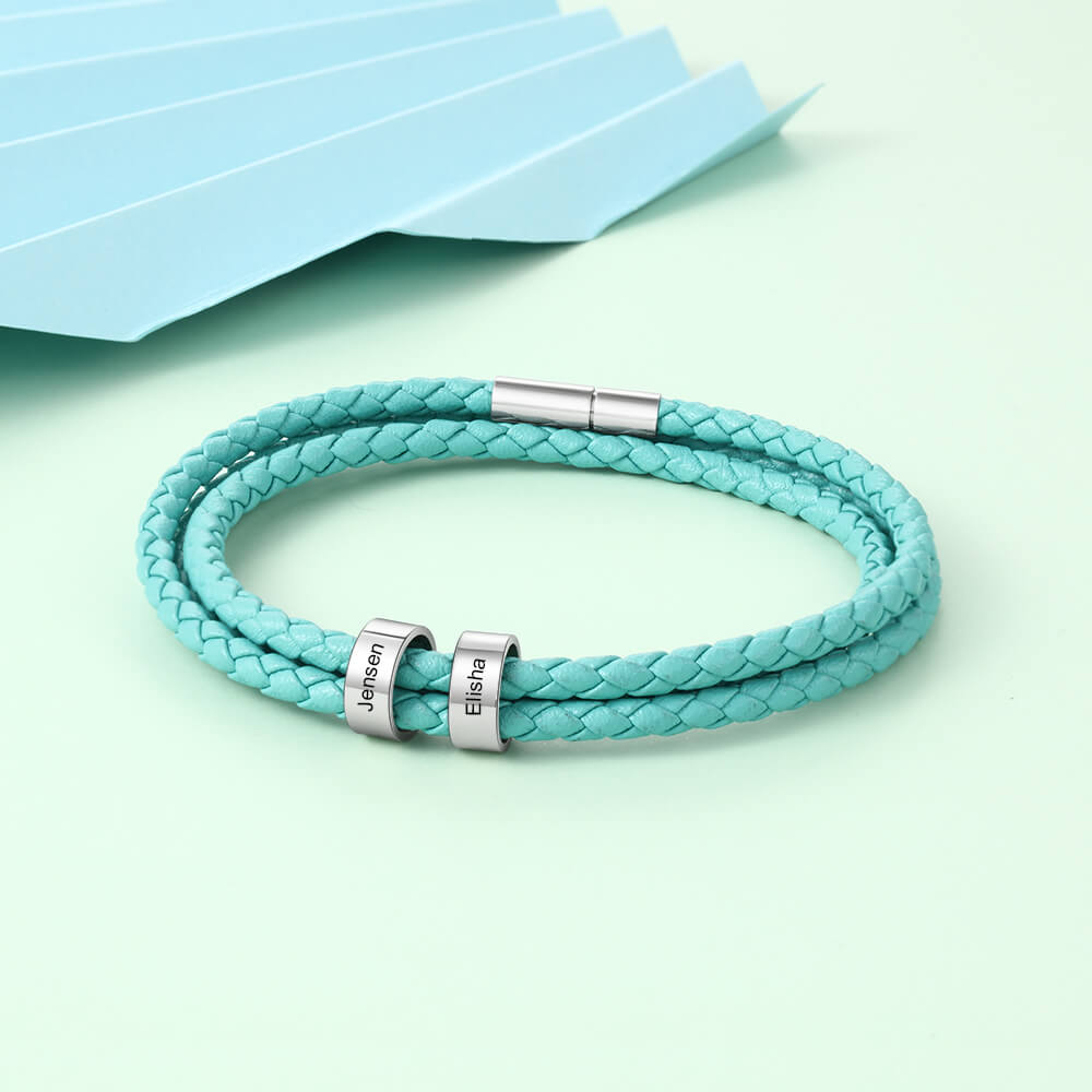 Engraved 2 Beads Bracelet