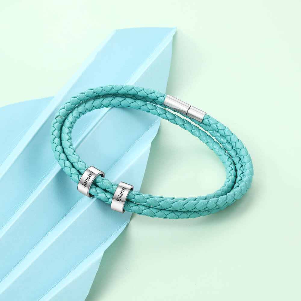 Engraved 2 Beads Bracelet