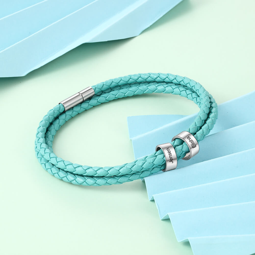 Engraved 2 Beads Bracelet
