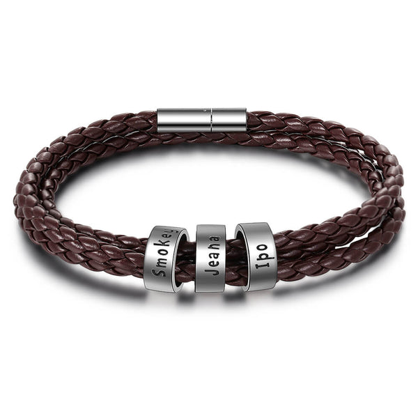 Men's Engraved 3 Beads Bracelet