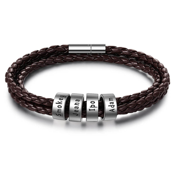 Men's Engraved 4 Beads Bracelet