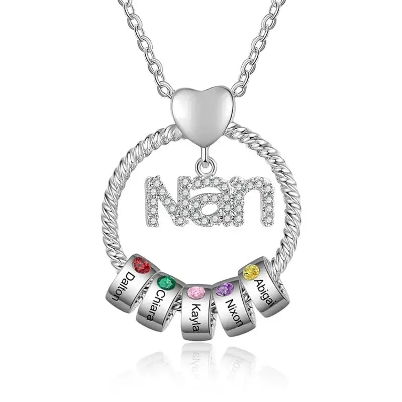 Personalised Necklace for Nan, Personalised Nan Birthstone Necklace, Personalised Jewellery for Nan