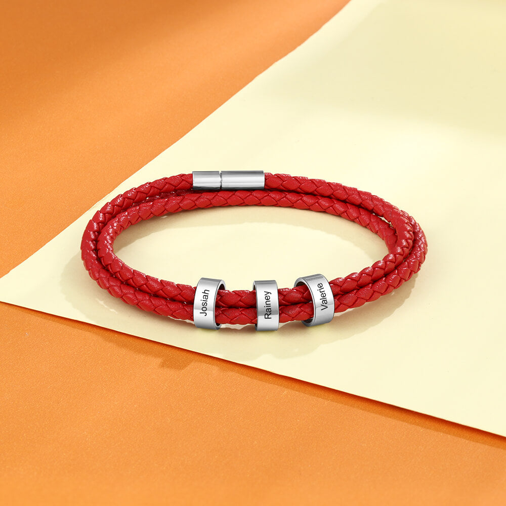 Engraved 3 Beads Bracelet