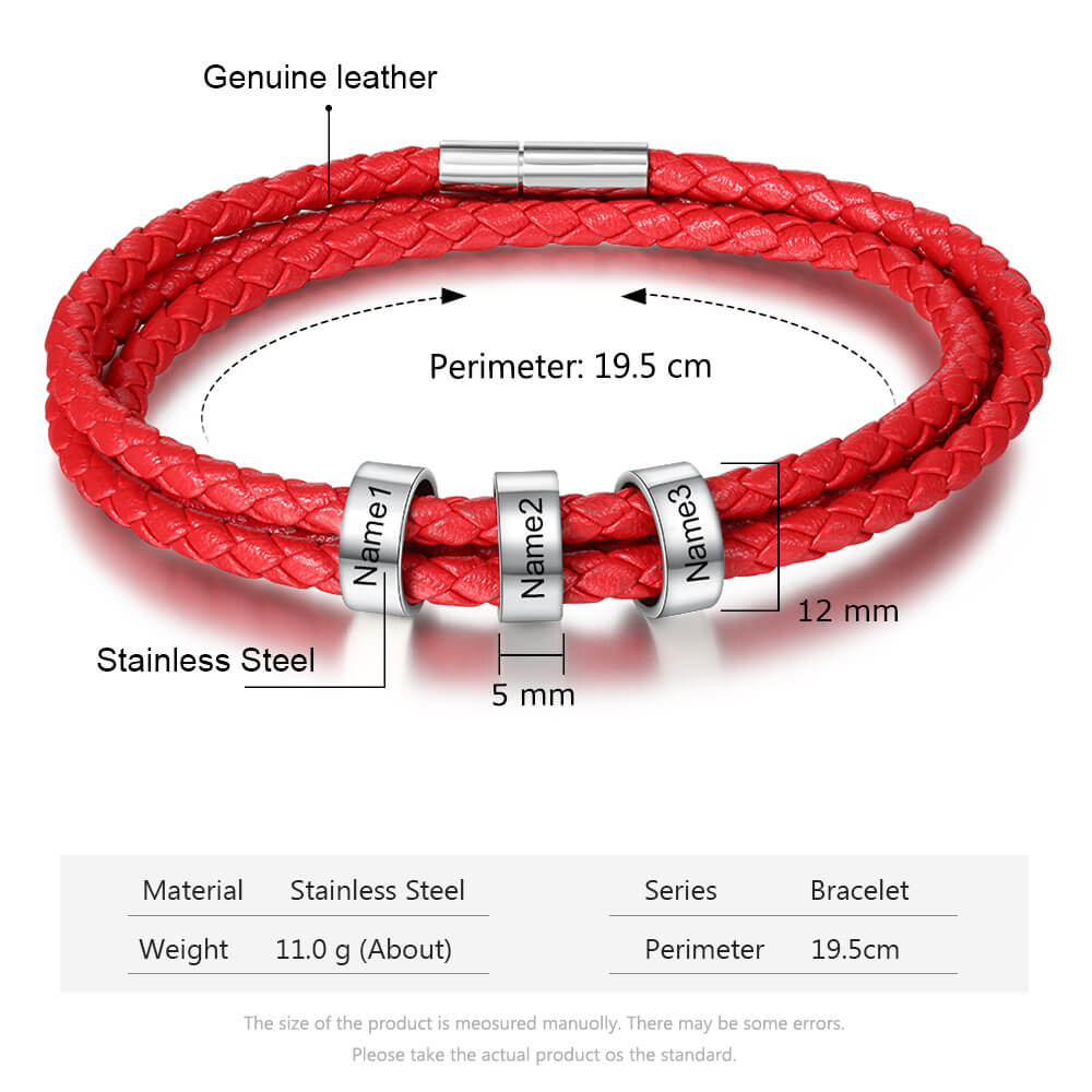 Engraved 3 Beads Bracelet