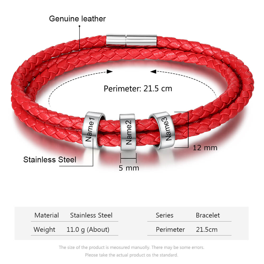 Engraved 3 Beads Bracelet