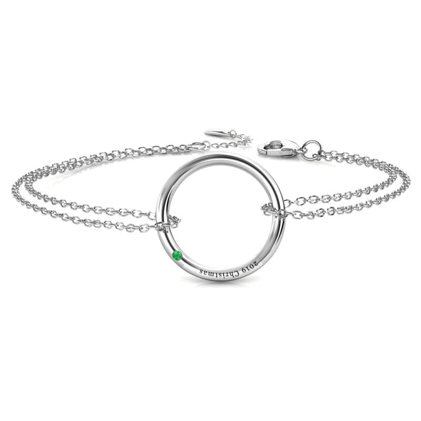 Engraved Ring Bracelet with Birthstones