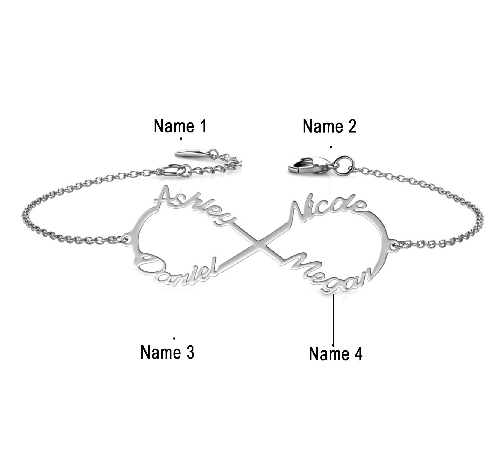 Infinity 4 Name Bracelet