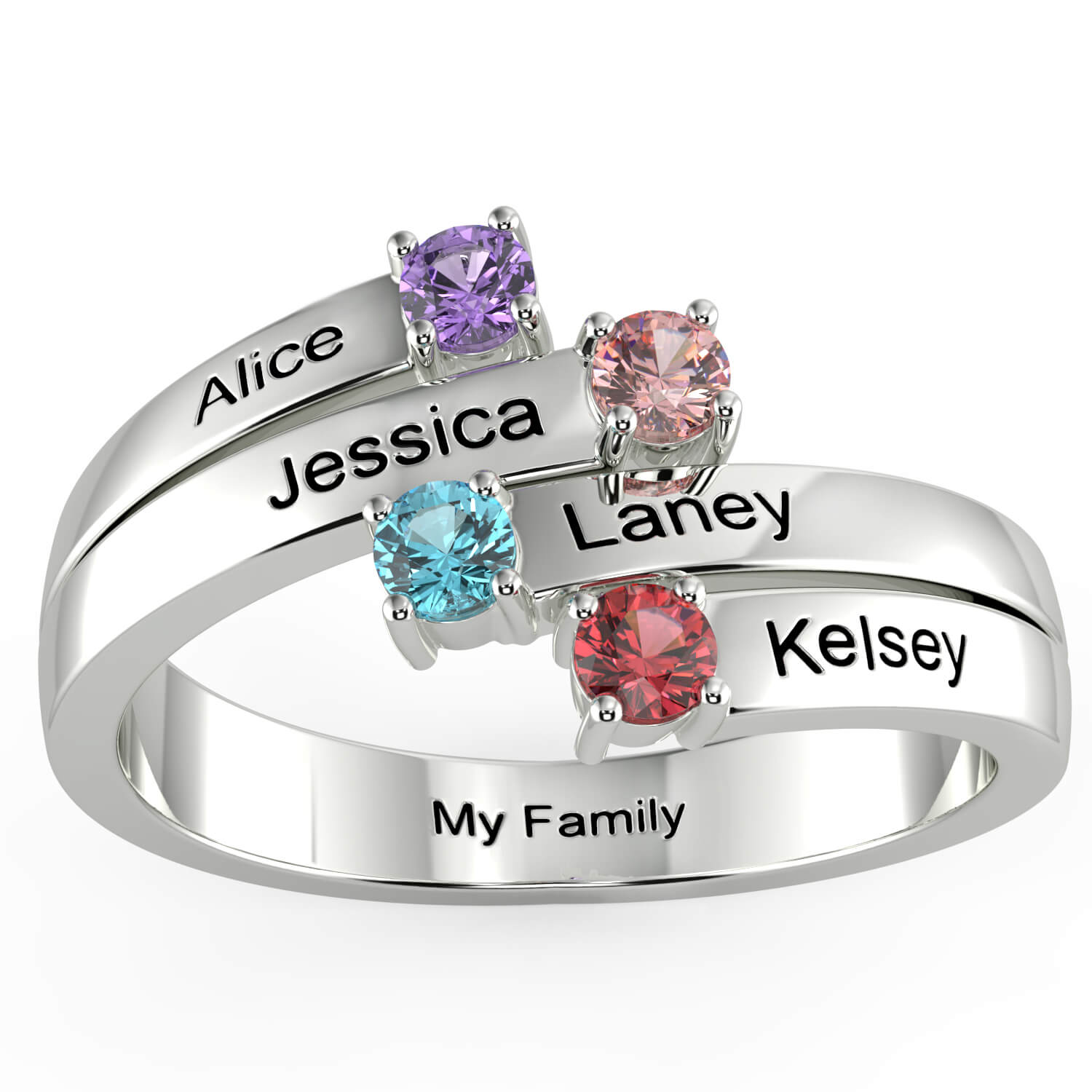 Four Stone Ring with Accents - Name My Jewelry ™