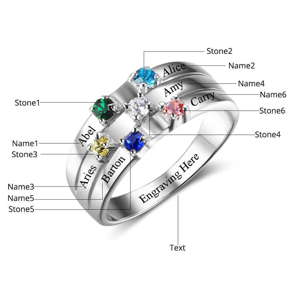6 Birthstones Ring
