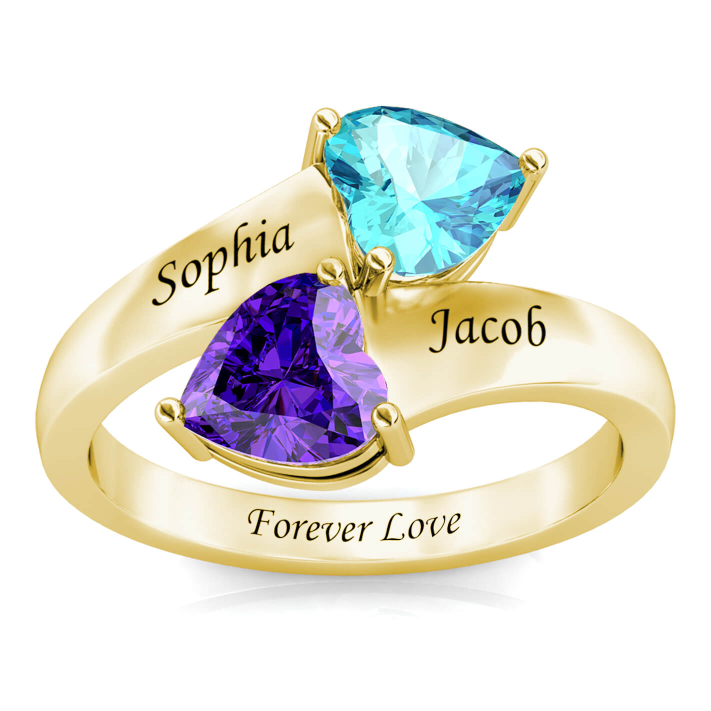 2 Heart Birthstones Ring