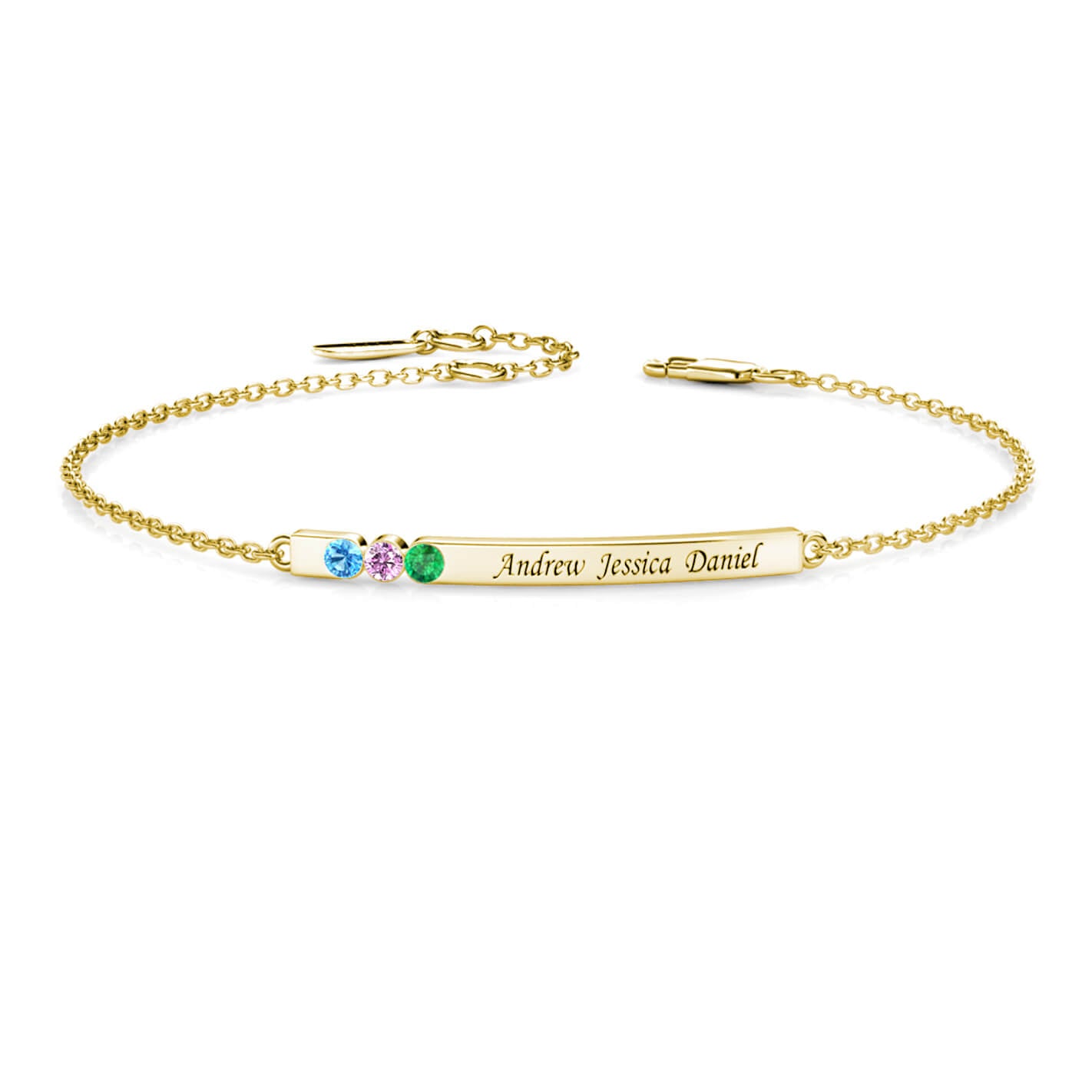 3 Birthstones Bar Bracelet