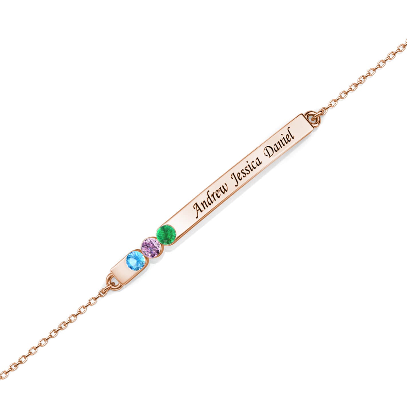 3 Birthstones Bar Bracelet