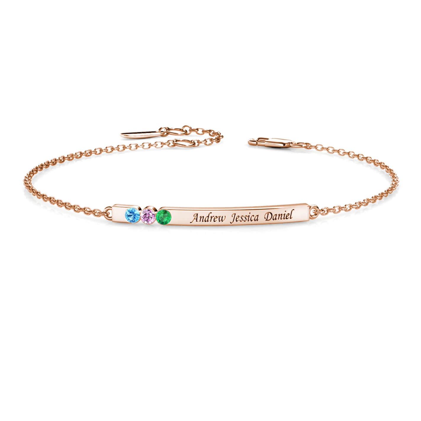 3 Birthstones Bar Bracelet