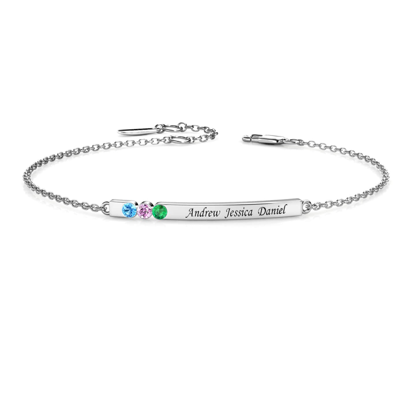 3 Birthstones Bar Bracelet