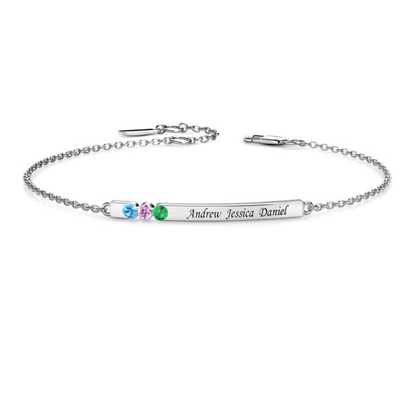 3 Birthstones Bar Bracelet