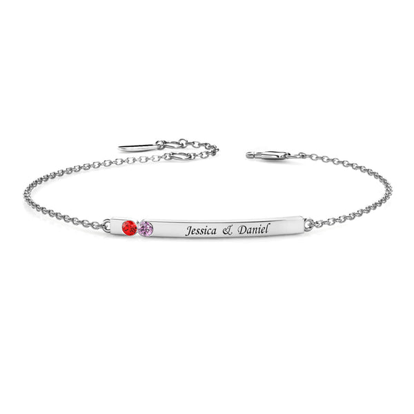 2 Birthstones Bar Bracelet